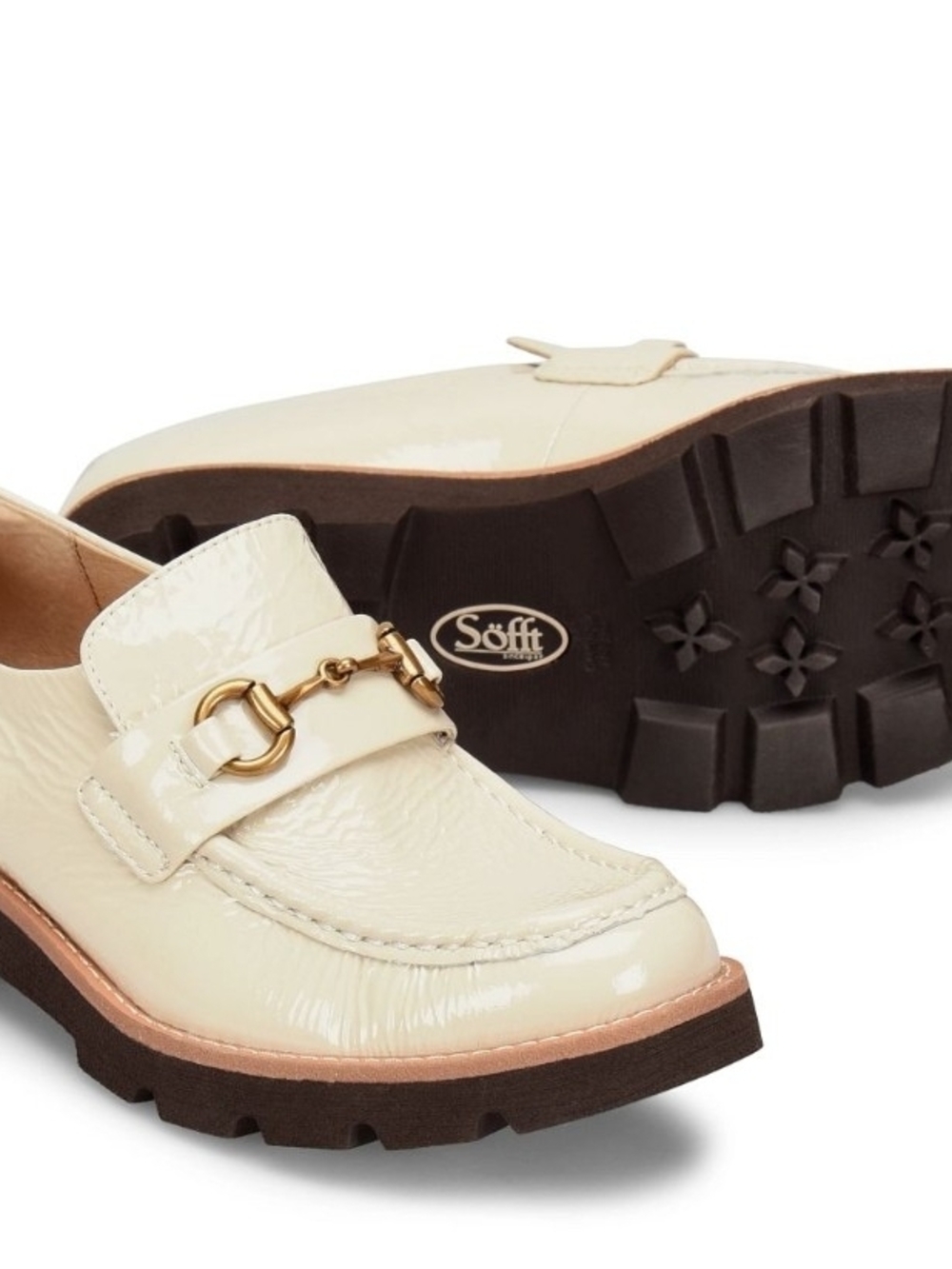 Sofft Cream Patent Leather Lug Sole Loafer